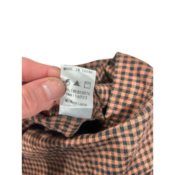 Easel Over Alls Red Bean Size M Womens Tie Straps Casual Relaxed Plaid - Picture 8 of 8